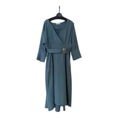 【MURUA】ベルト付き ワンピース Vネック グリーン