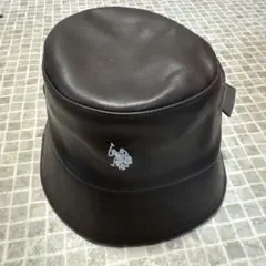 U.S.POLO ASSN. バケットハット ブラウン刺繍ロゴ