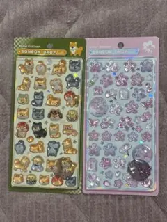 ボンボンドロップシール 和柄 柴犬 新作桜 2枚セット