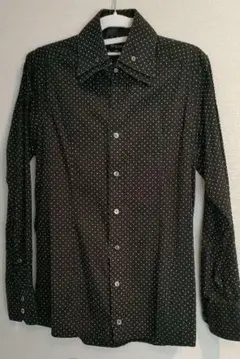 MICHEL KLEIN ブラックドット柄シャツ 46