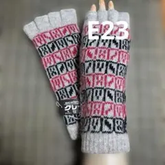 レディースウール幾何学模様 指なし手袋グレー日本製