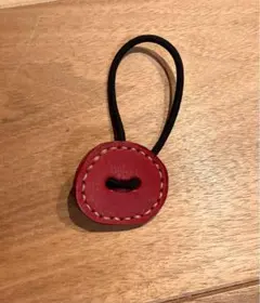 ハンドメイド レザー ヘアゴム レッド　革