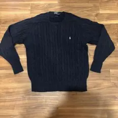 Polo by Ralph Lauren ケーブルニット ネイビー L 90s