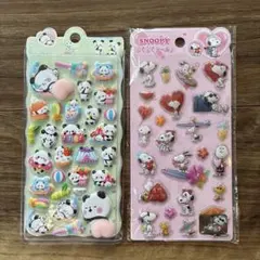 スヌーピーぷくぷくシール、パンダおしりシール2枚セット新品