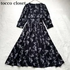tocco closet バックレースアップ 花柄ワンピース ブラック M