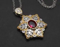 至高の逸品★英国アンティーク　ルビーデザイン　ネックレス★