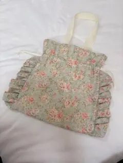 花柄 フリル 巾着 トートバッグ
