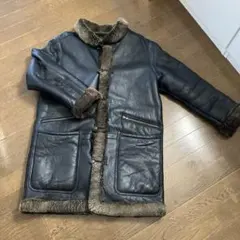 【リアルムートン】ムートンコート　黒　ボア　本革　ラムレザー