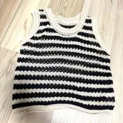 ストライプ ノースリーブ ニット