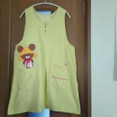 学研すてきな先生☆くまのがっこうレーススモーキーイエローエプロン保育士刺繍