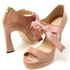 パンプス✨MERCURYDUO ★オープントゥリボンブーティーピンク/(38)M