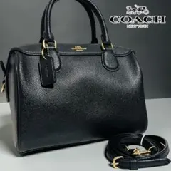 美品 コーチ ショルダーバッグ ミニベネット サッチェル ボストン 黒 2way