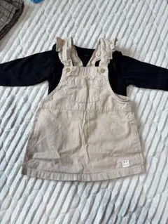 西松屋⭐︎H&Mセット売り！ベージュ フリル付きジャンパースカート60M