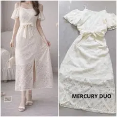 レディース　マーキュリーデュオ　ワンピース　レース　スリット　オフショル　白
