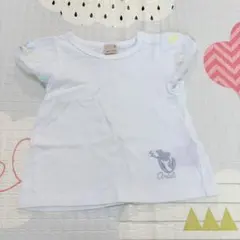 petit main 90 アリエル刺繍 フリル袖Tシャツ ホワイト　白