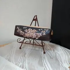 合皮ペンケース　トールペイント小物　大人お洒落な一点物 　男性にもc41