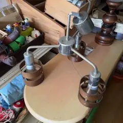 ビンテージ インダストリアル ランプ 木製ベース 昭和レトロ ホーロー