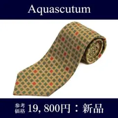 アクアスキュータム ネクタイ ジャガード 新品 シルク ゴールド 緑 赤 光沢