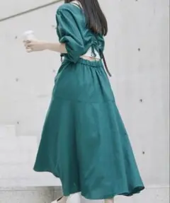 【美品】リネンライクバックリボンワンピース
