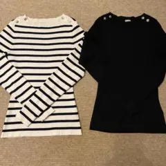 H&M 長袖リブニット ボートネック　セーター 2点セット　S
