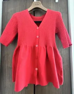 【美品】titivate 赤いリブ編み半袖カーディガン トップス ボレロ 春 夏