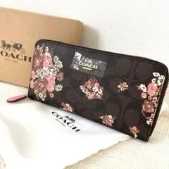 新品未使用✨ COACH 長財布 ブラウンマルチシグネチャー フローラルプリント