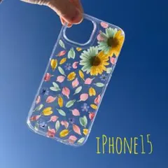 押し花デザイン iPhone15 ケース