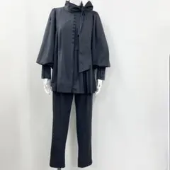 No6215 ボウタイ セットアップ プリーツ スーツ 体系カバー セレモニー