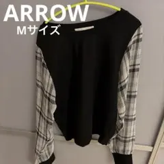 【ARROW 】 袖切り替えニット チェック柄 Ｍサイズ