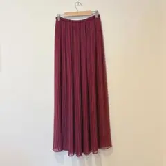 スタニングルアー ロングスカート プリーツ　フレア ボルドー 赤　F 透け感