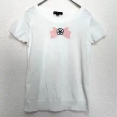 クレイサス トップス カットソー ホワイト 半袖 リボン ガーリー フェミニンのサムネイル