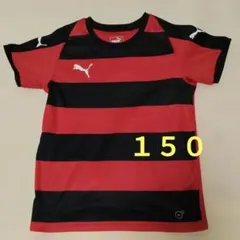 美品プーマ PUMA キッズ 半袖 Tシャツ 150 プラクティスシャツ 赤 黒