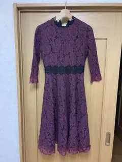 レースレディース 総レース パンツドレス オールインワン 結婚式　ボルドー　M