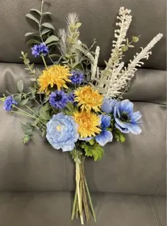 造花　ブーケ 青 黄色