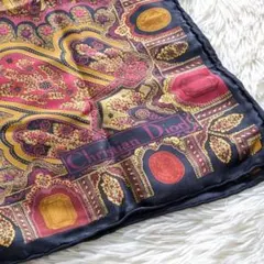 ✨美品✨クリスチャンディオール チェーン 宝石 シルク 大判スカーフ CDロゴ