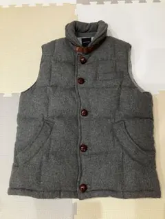 グレー ウール混紡 ダウンベスト