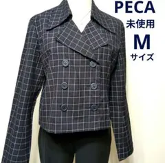 未使用　PECA　テーラードジャケット　ダブルブレスト　チェック柄　Mサイズ　紺