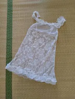 未使用品 キャミソール ランジェリー ホワイト 花柄 レースフリル