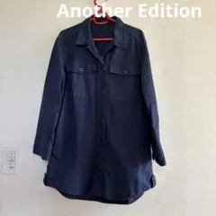 ▼Another Edition　長袖　シャツ　M　ワンピース　ロングシャツ　紺のサムネイル