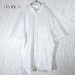 ユニクロ リネン混 半袖シャツ XL 無地 オーバーサイズ 涼感 シンプル 夏