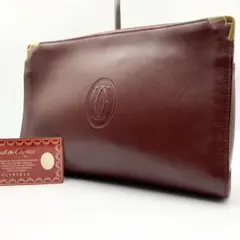 未使用級✨ カルティエ マスト ドゥ クラッチバッグ セカンドバッグ 付属品完備 カルティエ マストライン レザー クラッチバッグ セカンドバッグ