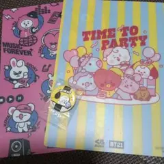 BT21 くら寿司 クリアファイル 缶バッジ セット　3点