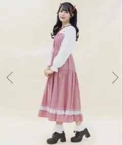 axes famme POETIQUE ロングワンピース　長袖　いちご　ギンガム