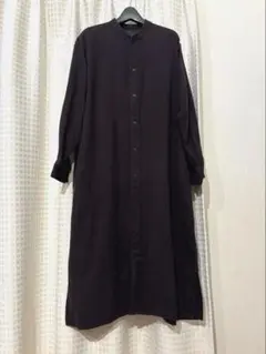 無印良品 両面起毛フランネルスタンドカラーロング丈シャツ