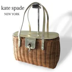 【美品】kate spade ケイトスペード カゴバッグ ハンドバッグ ゴールド