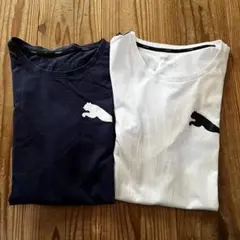 メンズ PUMA ホワイト　ネイビー　 Tシャツ ロゴプリント　2枚まとめ売り