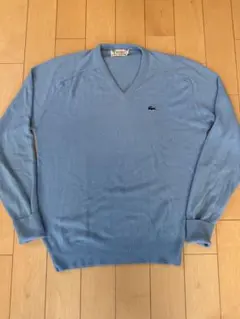 IZOD LACOSTE 水色 Vネック ニットセーター L