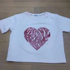 ハート型グリッター半袖Tシャツ ピンク