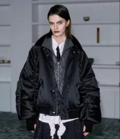 seyto Vintage satin gather blouson ブラック1