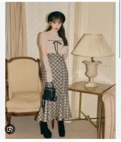 ミシェルマカロン オリジナルチェック柄大人美脚スカート